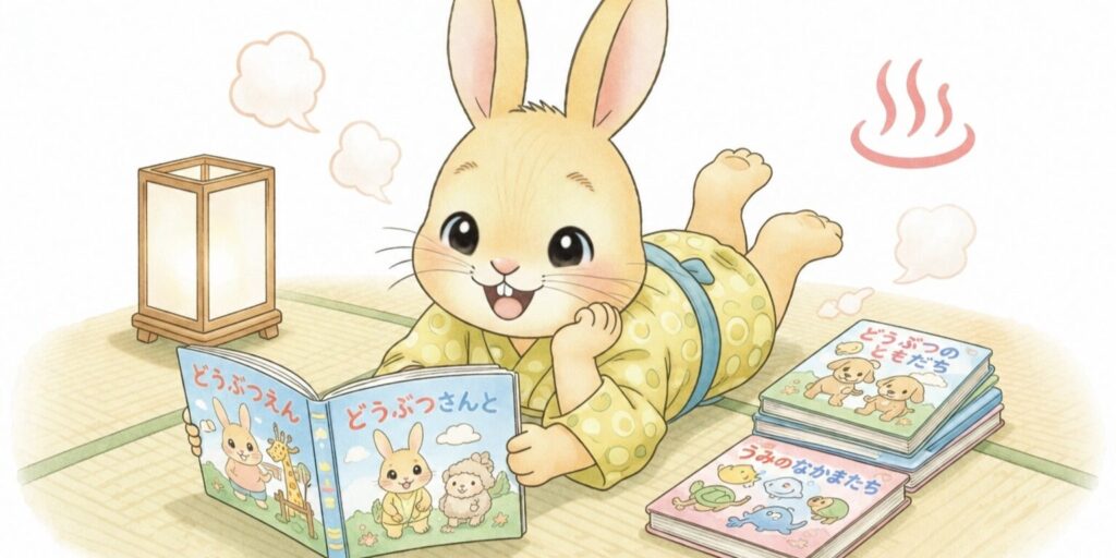 本のある新潟の日帰り温泉のイメージイラスト